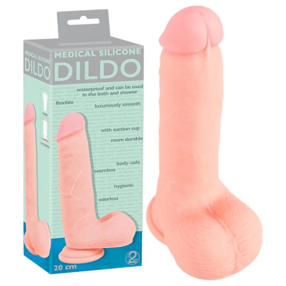 Medical - dildo recto de silicona médica (20cm) - natural