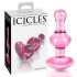 Icicles No. 75 - Plug anal de vidrio rosa con corazón