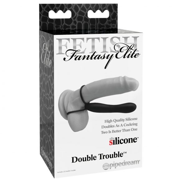 Doble Placer Fetiche - Anillo Here y Pene con Dildo Anal (Negro)