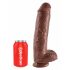 King Cock 11 - Gran dildo con ventosa y testículos (28cm) - marrón