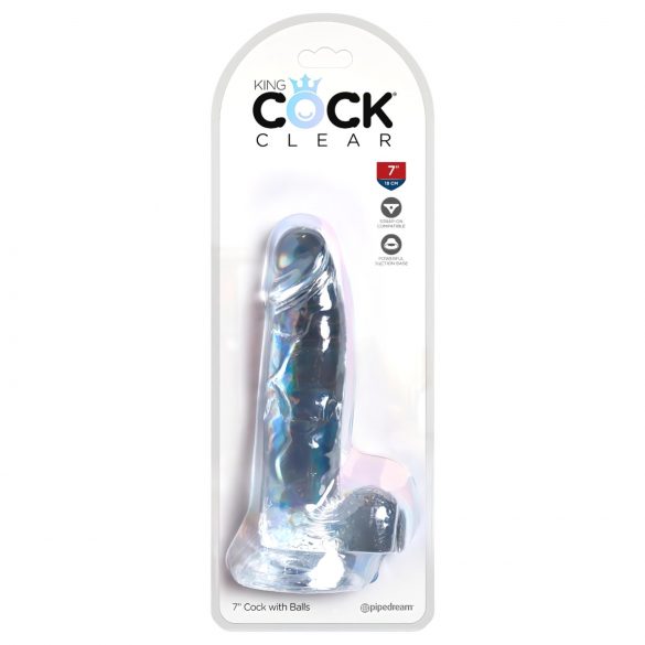 King Cock Clear 7 - Dildo con ventosa y testículos (18cm)