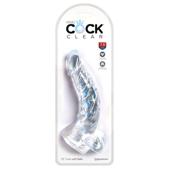 Dildo King Cock Clear 19cm con ventosa y testículos