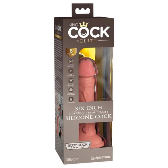 King Cock Elite 6 - vibrador realista con ventosa (15cm) - piel natural