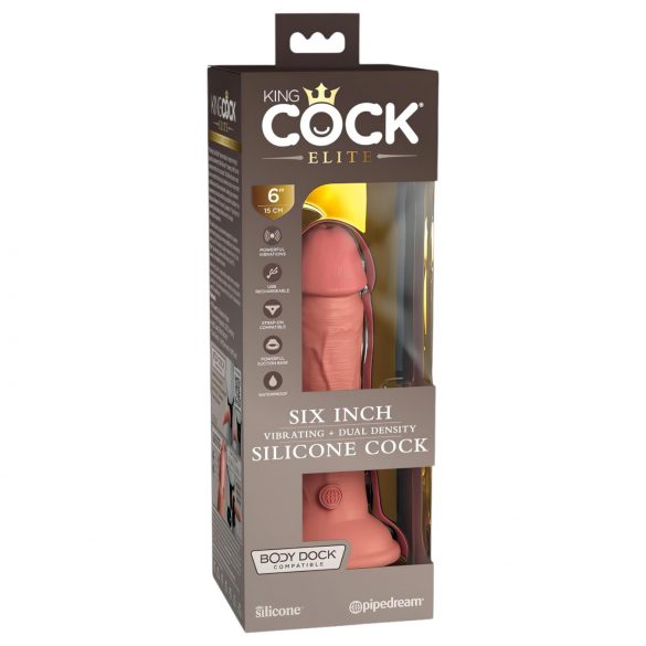 King Cock Elite 6 - Vibrador realista 15cm (tono oscuro)