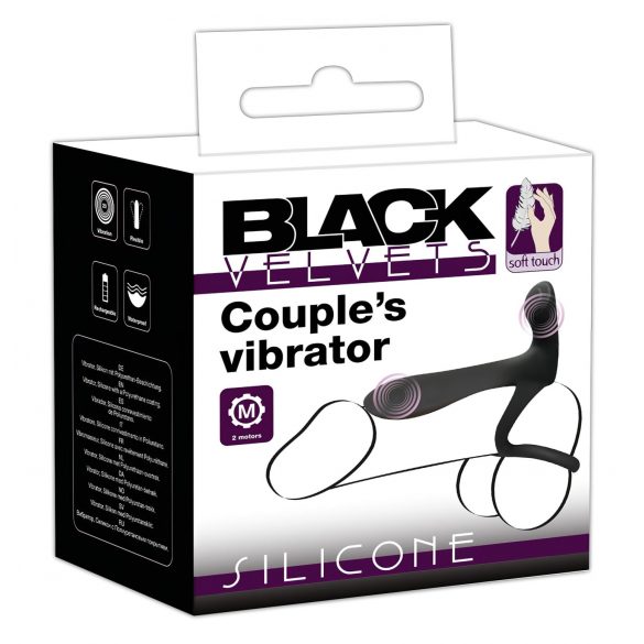 Black Velvet: Anillo y vibrador para pareja 2en1 (negro)