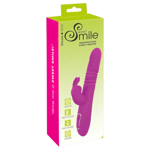 Sonrisa Conejito - vibrador rotador con brazo clitorial (rosa)