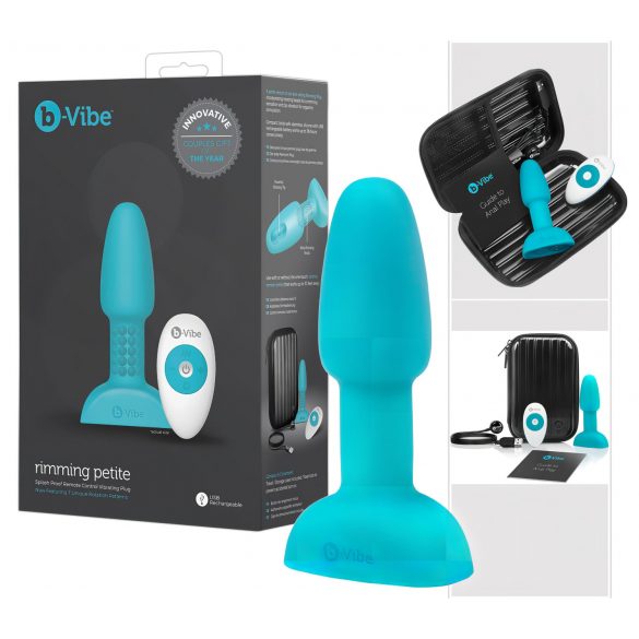 b-Vibe Rimming - Vibrador Anal con Perlas Giratorias (Turquesa)