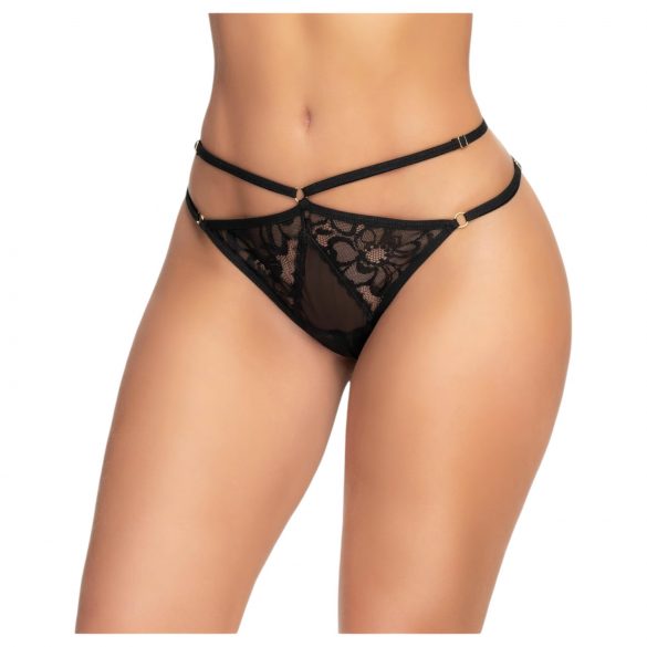 Mapalé - Panty negro con estampado y aberturas