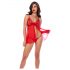 Mapalé - Conjunto de babydoll y tanga de encaje (rojo) - L/XL