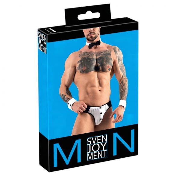 Set de tanga de camarero para hombre Svenjoyment (blanco y negro)