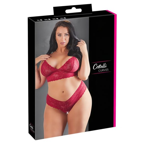 Cottelli Tallas Grandes - Conjunto de Sujetador de Encaje Suave (Rojo)