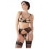 Set Sensual de Encaje Brillante - Negro - L