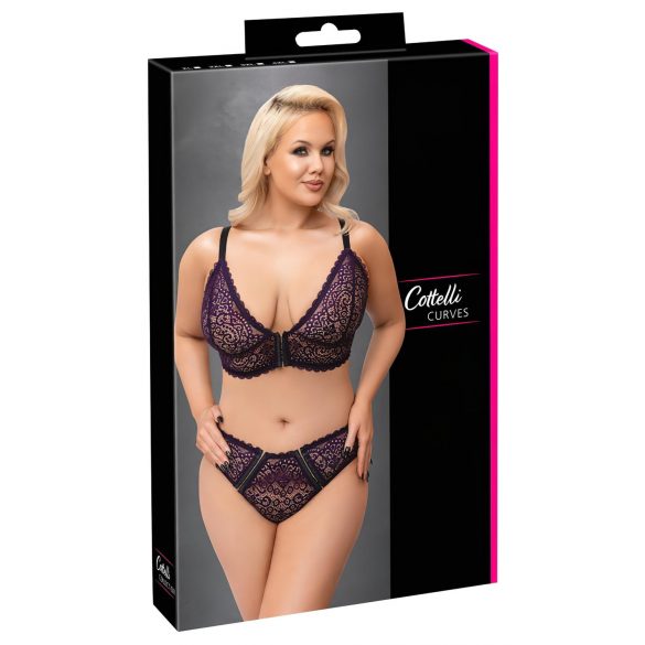 Conjunto Cottelli Curves Plus Size - Sujetador Transparente con Diseño (Púrpura)