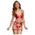 Cottelli Bondage - Conjunto de sujetador brillante con esposas (rojo) - L