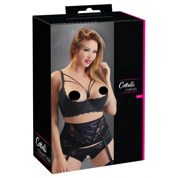 Cottelli Plus Size - Strappy, Ringed Breast Lifter (Black) - 85E