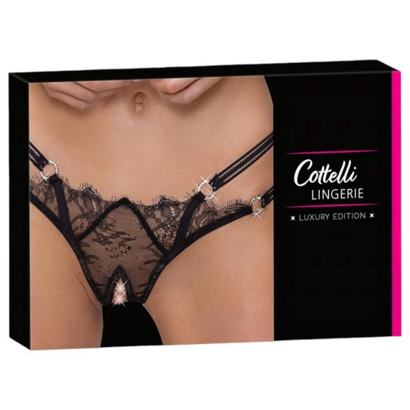 Cottelli - Lujo tanga abierto con aros (negro)