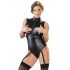 Cottelli Bondage - body brillante sin mangas con esposas (negro) - M