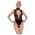 Abierta Fina - body de encaje abierto con strass (negro) - M