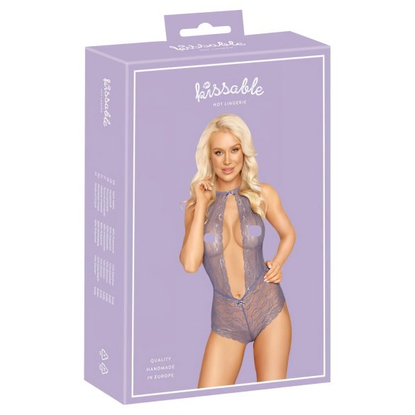 Besable - body lila, encaje y cuello halter - L/XL