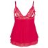 Cottelli Tallas Grandes - Babydoll Rojo de Encaje y Gasa - 2XL