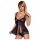 Babydoll Obsessive Amanta con bordados y tanga (negro-turquesa)