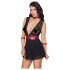 Cottelli Bondage - Babydoll Negro de Encaje con Collar - XL