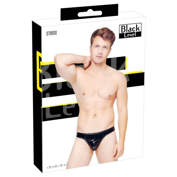 Black Level - clásico tanga masculino de laca (negro) - M