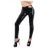 Leggings negros de látex con cremallera - S