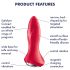 Satisfyer Rotator Plug 1 - vibrador anal con perlas rojo recargable