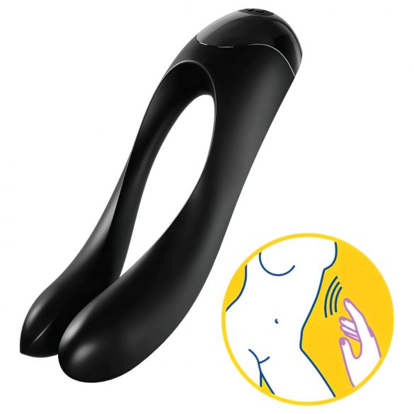 Satisfyer Candy Cane - vibrador dual recargable y resistente al agua (negro)