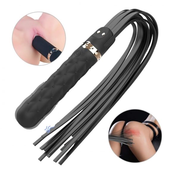 Vibrador y látigo Bloody Mary - recargable, resistente al agua (negro)