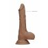 RealRock Dong 9 - lifelike dildo with balls (23cm) - dark natural