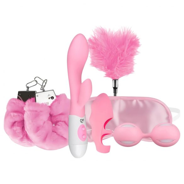 LoveBoxxx I Love Pink - set de vibrador y bondage (6 piezas) - rosa