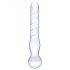 Doble placer: dildo de vidrio transparente.