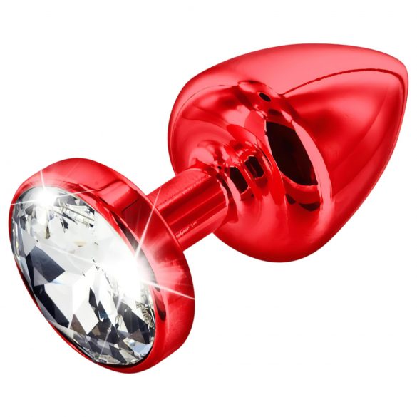 DIOGOL Anni - Plug anal con joya blanca - rojo (3 cm)