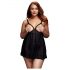 BACI Plus Size - Babydoll con puntos, abierta negra (XL-XXL)