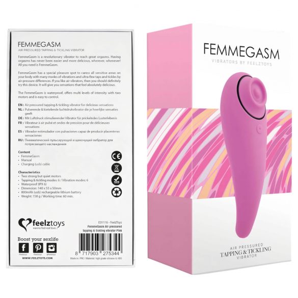 FEELZTOYS Femmegasm - vibrador clitorial 2en1 recargable (rosa)