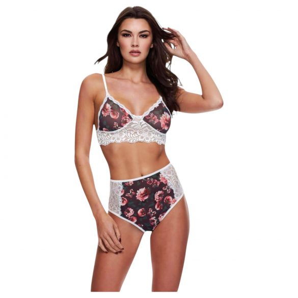 Baci - Conjunto floral de encaje, talle alto